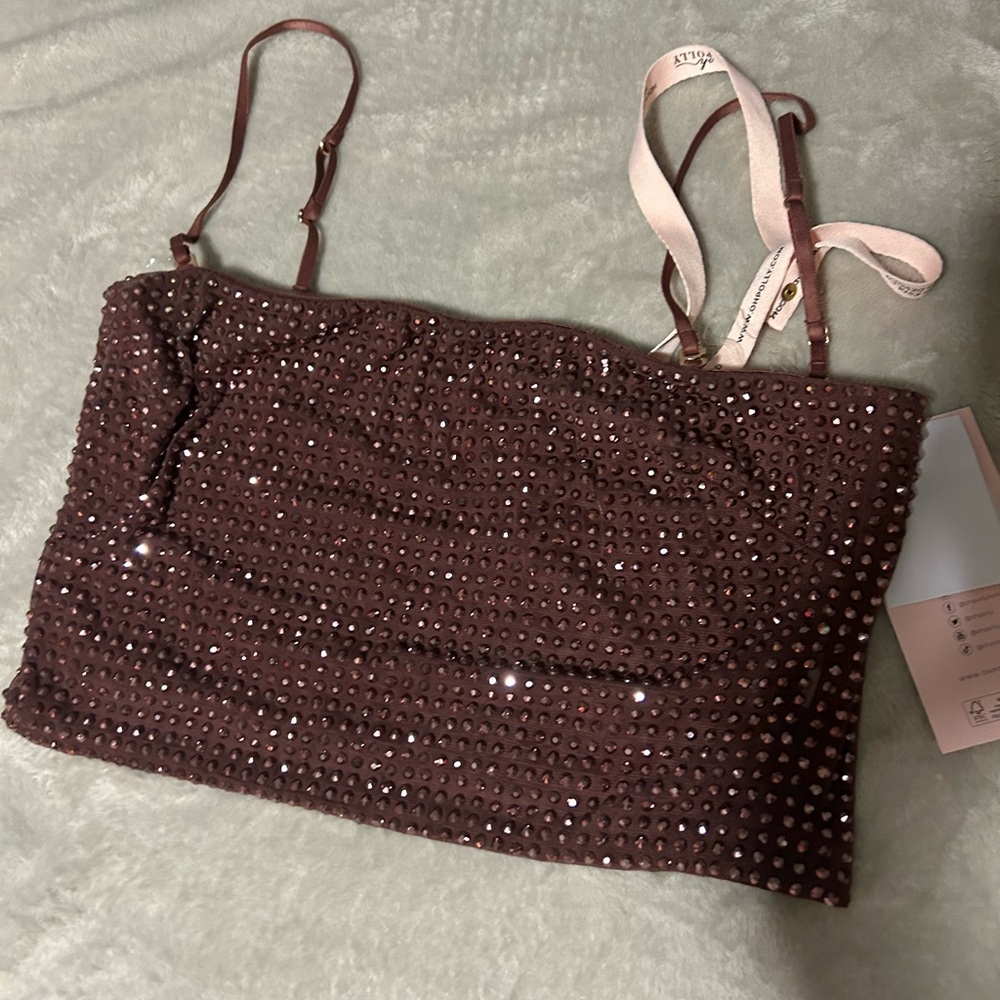 Brown embellished cropped top from Oh Polly